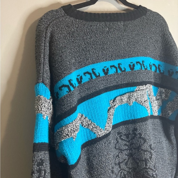 Vintage Nino Foriero Gray and Blue Abstract Crew neck Sweater, eclectic grandpa - Picture 7 of 7